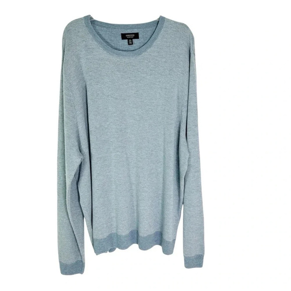 Nordstrom Big & Tall Bird's Eye Crewneck Sweater Blue Chambry Birdseye Size 3XL - Picture 4 of 8